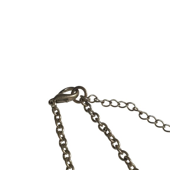 Large Hammered Gold Tone Statement Necklace Geometric Shapes Adjustable Costume - Picture 3 of 7